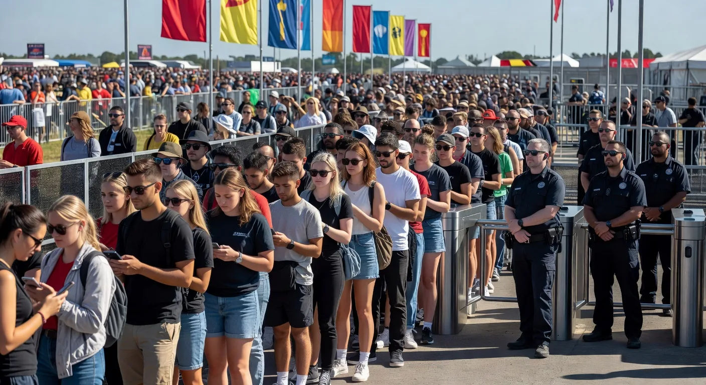 Attendees waiting in line for festival tickets
